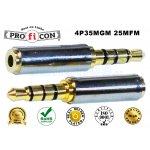 4P35MGM 25MFM Pro.fi.con golden plated metallic adaptor 4p 3.5mm male to 2.5mm female αρίστης ποιότητας επίχρυσος μεταλλικός μετατροπέας φις αρσενικό σε θηλυκό
